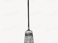 Broom clipart, vintage cleaning tool